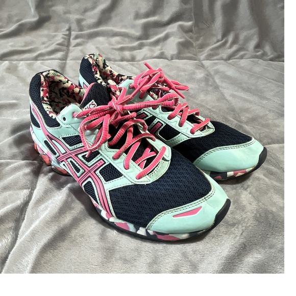 ASICS GEL-FRANTIC 7 T3A6Q‎ Black Mint Pink Camouflage Low Top Sneakers Size 8 main image 9